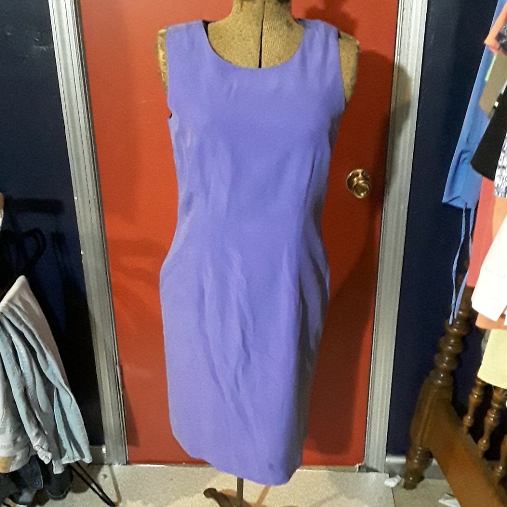 Adrianna Papell blue silk shift dress size 6